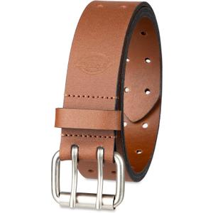 Dickies Men's Double Prong Leather Work Belt  Fully Adjustable, Regular & Big and Tall Sizes (34, Tan)