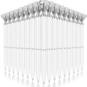 EVNEED 50pcs Big Diamond Pens,Bridal Shower Pen with Black Ink Cute Ballpoint Pen Beautiful Wedding Pens for Office School,White