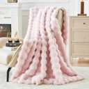 Faux Fur Throw Blanket for Couch, 60"x70", Pink