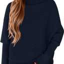PRETTYGARDEN Fall Sweaters for Women 2026 Winter Clothing Batwing Sleeve Casual Loose Knit Turtleneck Sweater Holiday Outfits (M)
