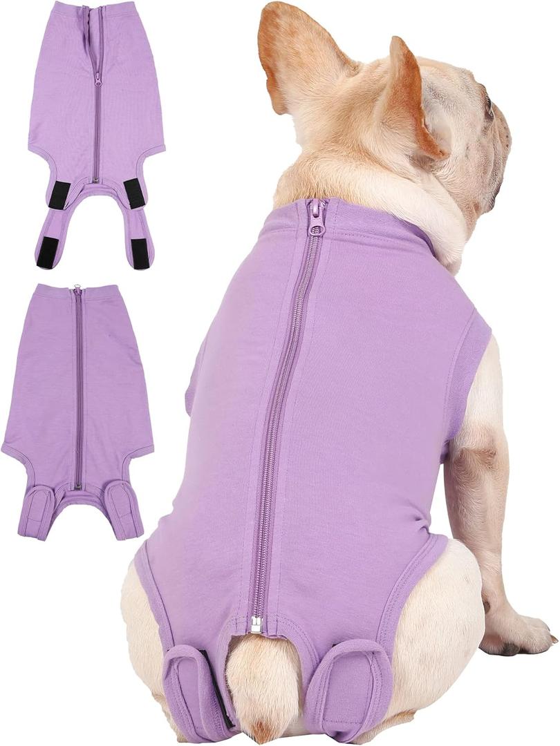 Dog Surgery Recovery Suit - After Spay, Abdominal Wounds Post Surgical Recovery, Anti Licking Breathable Dog Onesies for Small, Medium & Large Pet, Alternative Bandages Cone E-Collar (Medium (Back length: 14.6"))