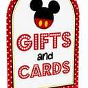 Cute Cartoon Mouse Party Decor Disneyland Birthday Sign Gifts and Cards Sign for Baby Shower & Event Gift Stations Dessert Table Decorations 5x7 Inch Arch Acrylic