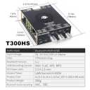 T300HS Amplifier Board with Treble and Bass Control, DC 9-24V, BT and AUX Inputs, 2.0 Channel Stereo AMP Board for DIY Wireless Speakers, Password Free