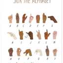 Classroom Decor Vintage Sign Poster American Sign Language AlphabetEducational Playroom Wall Art Boho Homeschool S Art CafeSchool Decoration, Canvas Art with Frames, For Office Home Decor Bedroom Living Room Wall Decor. (A, 18L" x 12W")