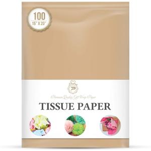 Desert Tan Gift Wrapping Tissue Paper for Gift Packaging, Floral, Birthday, Christmas, Halloween, DIY Crafts and More 15" X 20" 100 Sheets