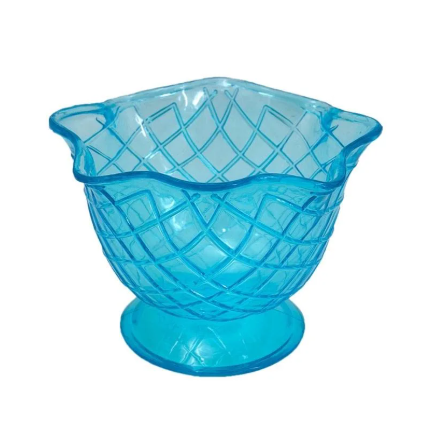 Set of 4 Ice Cream Dishes Waffle Cone Pattern in 4 Assorted Bright Summer Colors Ice Cream Social Ice Cream Party dishes Birthday Ice Cream plate (Blue), Medium