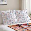 2 x Coquette Bow Pillow Covers 18x18, Coquette Room Decor, Preppy Pink and Blue Floral Pillow Covers, Preppy Room Decor, Girly Bedroom Decor, Coquette Stuff, Bow Room Decor