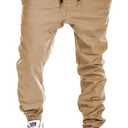 YAXHWIV Men's Casual Joggers Pants Cotton Drawstring Twill Cargo Pants Lightweight Tapered Track Jogging Sweatpants (Brown, XL)