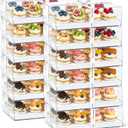 Cedilis 12 Pack Clear Cupcake Boxes, 12 Count Cupcake Containers with Gift Ribbon, Plastic Cupcake Carrier Holder for Cookies, Muffins, Bakeries
