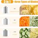 Cordless Electric Vegetable Slicer Chopper & Cheese Grater - Rechargeable Portable Salad Maker, Battery-Powered Electric Food Slicer for Home Kitchen Cucumber Carrots Cabbage