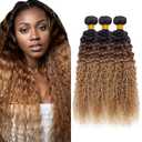 26 28 30 Inch T1B/4/27 Human Hair Bundles Ombre Water Wave Human Hair Bundles 8A Brazilian Unprocessed Virgin Hair 3 Bundles Three Tone Brown and Honey Blonde Bundles Human Hair Weave