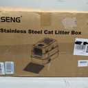 Stainless Steel Litter Box with Lid, High Sided Enclosed Metal Litter Box for Big Cats, Easy Cleaning Anti-Urine Leakage, Non-Sticky Cat Box, Front Entry Top Exit KittyBox, Includes Mat & Scoop