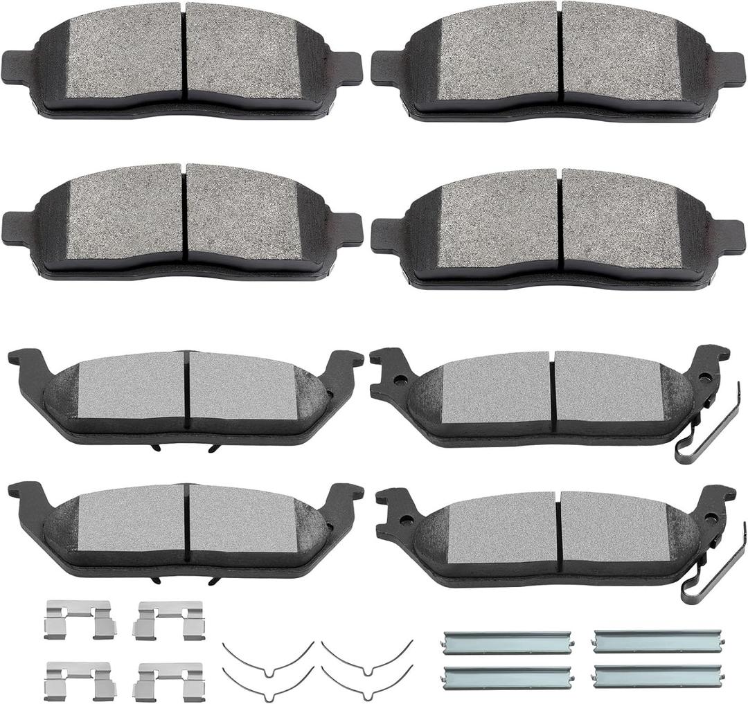 SCITOO Brake Pads Kits Front Semi-Metal Rear Ceramic 8pcs Fit for 2004-2008 for Ford for F-150,2006-2008 for Lincoln Mark LT