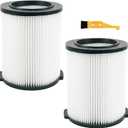 2 Pack VF4000 Filter for Ridgid Vac Wet Dry 5-20 Gal, Fit for Husky Vacuums 6-9 Gal WD5500 WD0671 RV2400A RV2600B WD06700 WD09450, Washable and Reusable VF4000 Filter