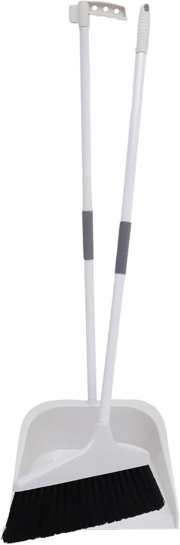 Lurrose Broom and Dustpan Set Heavy Duty Floor Cleaning Kit with Soft Bristles and Ergonomic Long Handle for Home Kitchen Tile and Hardwood Surfaces