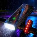 Bike Lights Front and Back, Bike Lights for Night Riding Rechargeable USB-C, 5200mAh Bicycle Light with Power Bank Function, IPX6 Waterproof, 5 Modes Light High Lumen, Easy to Install, Aluminum