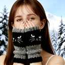 Womens Knitted Fingerless Gloves, Cat Fingerless Glove, Winter Warm Gloves, Essential for Office Work, Studying, Using Phone & Outdoor Activities (1 Pair, Cylindrical, Not Individual Finger Sleeves)