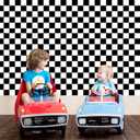 Oigco 4 Pack Racing Car Tablecloth - Race Car Birthday Party Decorations Racetrack Rectangular Tablecloth - Checkered Table Cover for Two Fast Birthday Decor, 54 x 108 Inch