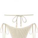 ZAFUL Women's Triangle Bikini Multiway Fishnet Tie Side Bandeau Halter String Bikini Set Two Piece Swimsuit Bathing Suits (Beige, S)