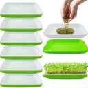 Pack 6 of Seed Sprouter Tray with Drain Holes,Seed Germination Tray Kit BPA Free Nursery,Soil-Free Wheatgrass Sprouter Microgreens Growing Kit (Green-6 Pack)