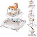 Boyro Baby Baby Walker, 5-in-1 Baby Walkers for Boys and Girls 6-12 Months with Bouncer, Removable Footrest, Feeding Tray & Music, Foldable & Adjustable Activity Walker for 6-18 Months Toddler Infant
