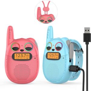 Qniglo Walkie Talkies for Kids, 3 Miles Long Range 22 Channels 2 Way Radio for Boys Girls Ages 3-12, Walkie Talkies for Outdoor Camping Hiking, Easter/Birthday Presents for 4 5 6 7 8 Year Old (Red Blue)