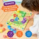 Nene Toys Wooden Color Matching Puzzle for Toddlers 2+ Years Montessori Pegboard Button Game with Wooden Nails & Cards Educational Toy for 2 3 Year Old Boys Girls Fine Motor Skill Learning