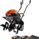 LawnMaster Brushless 48V MAX Cordless Tiller Cultivator with 2X MAX 24V 4.0ah Battery& 1x MX24V Dual Port Charger, 4X Blade, 14.5In Width & 9In Depth-CLTE4814
