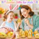 SevenQ Golden Plastic Easter Eggs Empty 36Pcs 3.15" Fillable Easter Basket Stuffers Fidget Toy Easter Gifts for Kids Party Favors Pinata Treasure Box Candy Goodie Bags Fillers Egg Hunt Essentials