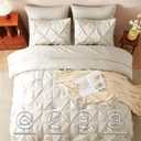 CozyLux California King Comforter Set Beige - 7 Pieces Cal King Bed in A Bag Gift for Family, Pinch Pleat Bedding Sets with All Season Comforter, Sheets, Pillowcases & Shams