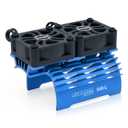 30mm RC Motor Cooling Fan and Motor Dual Fans with Heatsink Compatible with RC 1/8 1/10 Scale Car 3650 3660 3670 Motor (Blue)