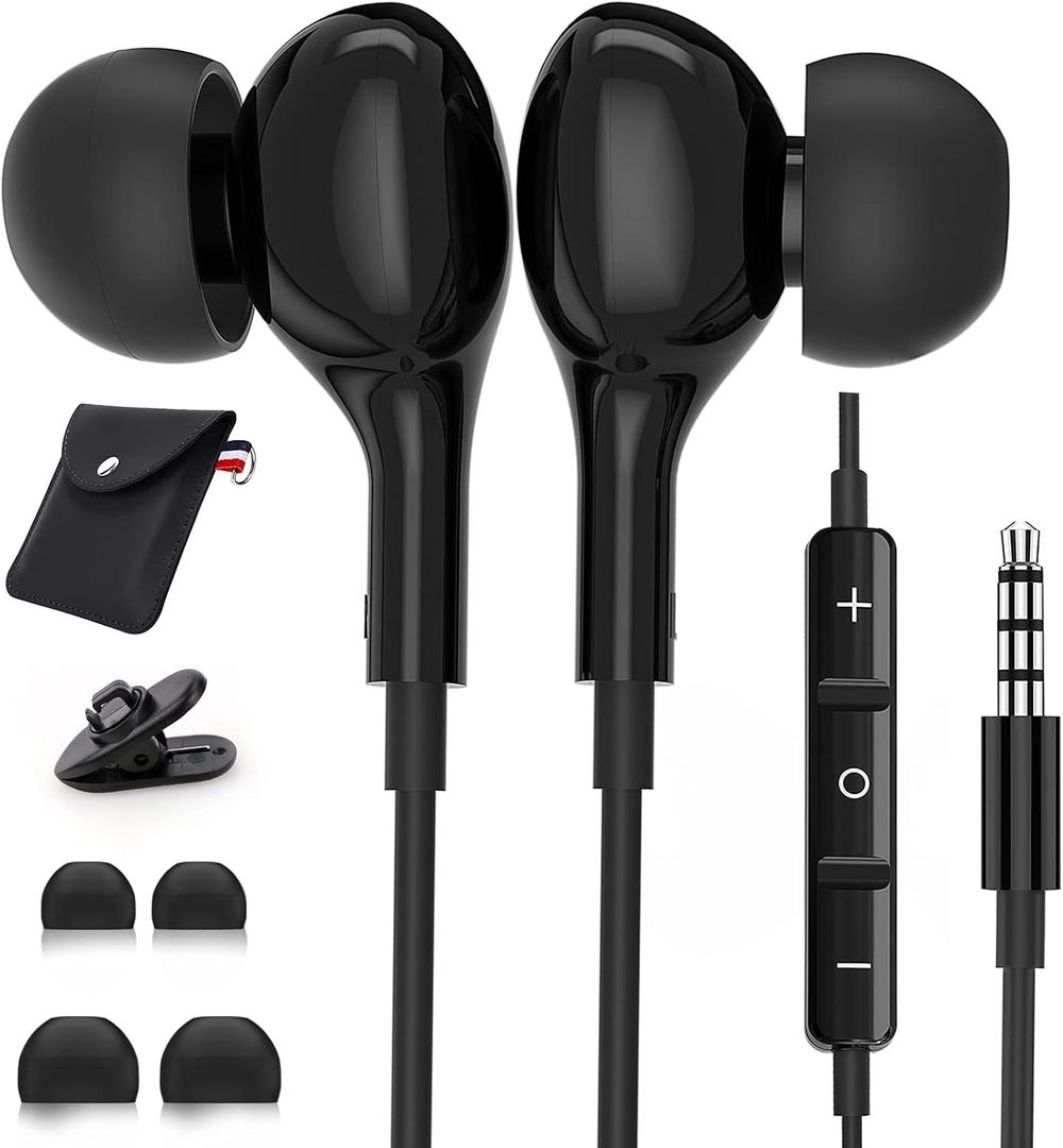 3.5mm Earbuds Wired with Mic for Samsung A14 A32 A15 A13 5G Wired in-Ear Headphones 3.5mm Headphone Jack Stereo Magnetic Earphones for Samsung A52 A03s A12 Pixel 4a LG iPad mini Moto Tablet