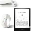 CKG 2 in 1 Kindle Page Turner Remote and Tiktok Scrolling Ring, Unobstructed Easy Reading with Minimalist Style Clicker, Universal Compatibility with iPhone and All Tablets, EBooks