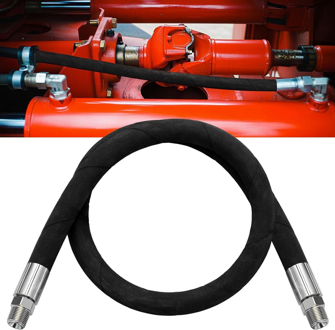Frienda 3/8" x 36" Hydraulic Hose 2 Wire Hydraulic Hose Male x Male Assembly with Rotating Fittings, Double Wire Braided for Transfer Between Components