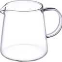 Small Glass Pitcher 8.5 oz, Glass Creamer with Spout, Clear Borosilicate Milk Pitcher for Coffee Bar and Tea, Microwave and Dishwasher Safe Mini Cream Server