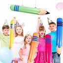 5pcs Large Inflatable Pencils, PVC Funny Giant Pencils Balloon Blow Up Crayon Practical Decoration Supplies for Back to School Graduation Birthday Party Classroom Playground
