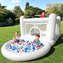 White Bounce House with Ball Pit for Kids 3-6 Indoor White Bouncy Castle with Blower PVC Waterproof Materials Outdoor Toddler Toys Include Electric Pump