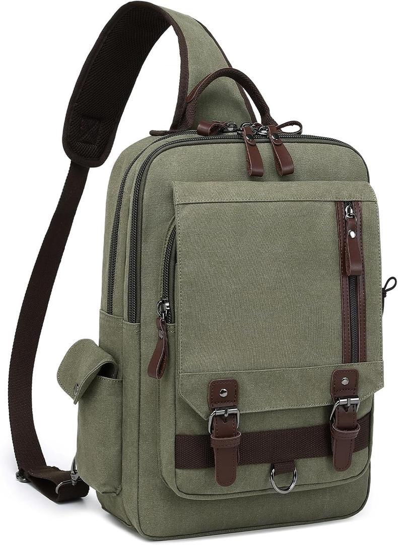 mygreen Sling Bags Chest Shoulder Backpacks, 15.6-Inch Backpack Crossbody Messenger Bag Travel Outdoor Men Army Green, XL