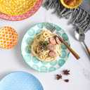Selamica 10 inch Porcelain Dinner Plates, Large Size Serving Plate for Salad, Pancakes, Steak, Set of 6, Assorted Colors