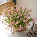 DUYONE Artificial Flowers Outdoor,UV Resistant Realistic Garden Artificial Plants,Bright 8 Bundles No-Fade Veranda Fake Faux Flowers,for Porches Patios Walkway Gardens Decor-Pink