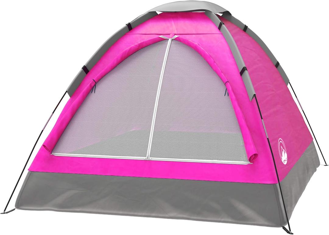 2 Person Camping Tent with Rain Fly and Carrying Bag - Lightweight Outdoor Tent for Backpacking (Pink)
