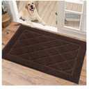 BEQHAUSE Dirt Trapper Door Mat 20" x 32", Doormat Non-Slip Entryway Rugs Washable, Dog Door Mat Stain Resistant and Absorbent Welcome Floor Mat for Front Back Door, Mud Wet Shoes & Paws, Brown