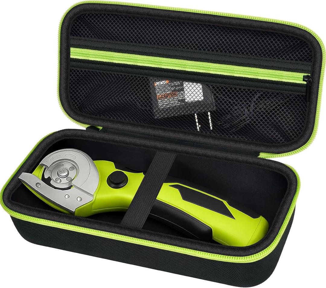 Case Compatible with WORX WX082L/ WX081L ZipSnip/for SnapFresh Cordless Electric Scissors, Cutting Tools Storage Organizer, Fabric Cutter Holder Bag with Accessories Pocket -Black+Green Zipper