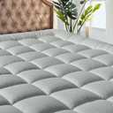 MATBEBY Bedding Quilted Fitted California King Mattress Pad Cooling Breathable Fluffy Soft Mattress Pad Stretches up to 21 Inch Deep, Cal King Size, Light Grey, Mattress Topper Mattress Protector