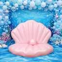 144cm/57in Seashell Pool Float, Thickened Inflatable Giant Shell Beach Float with Pearl Ball for Tanning Bachelorette Party Swimming Pool Party Decor (Pink)