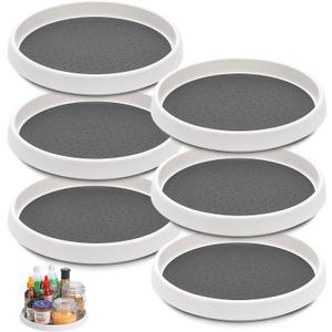 Set of 6, 10 Inch Non-Skid Lazy Susan Turntable, Lazy Susan Organizer for Cabinet, Pantry Organization, Kitchen Storage, Bathroom Sink Cabinet, Refrigerator, Countertop, Spice Rack (6 Pack 10 in)
