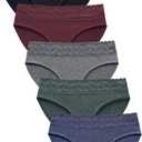 Wealurre Cotton Panties for Women Bikini Underwear Hipster Underpants Lace Briefs Pack, Dark Series (M)