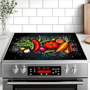 Stove Top Cover Flower Gas Stove Top Cover for Home Decoration Kitchen Pad Non-Stick Washable Cooktop Covers Countertop Protector Keep Stove Clean (Black, 28L"x20W")