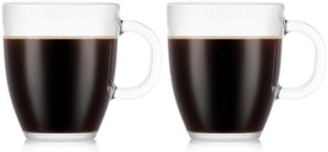 Bodum 12oz Bistro Coffee Mug Single-Wall Tempered Glass, 2 Pack, Clear