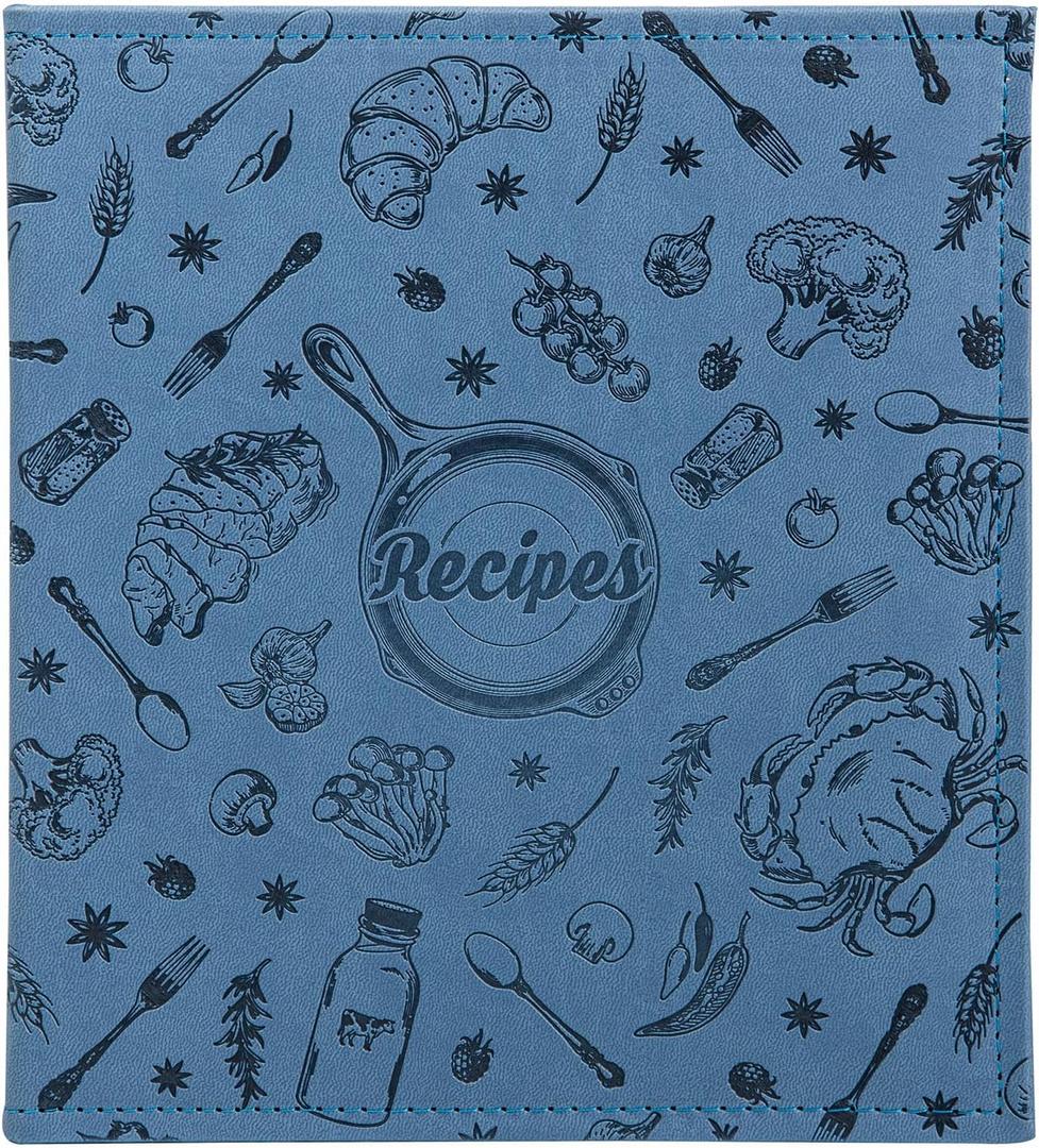 COFICE Recipe Binder Book with Plastic Sleeves Cards 3 Ring Small Cookbook Organizer, Dark Blue